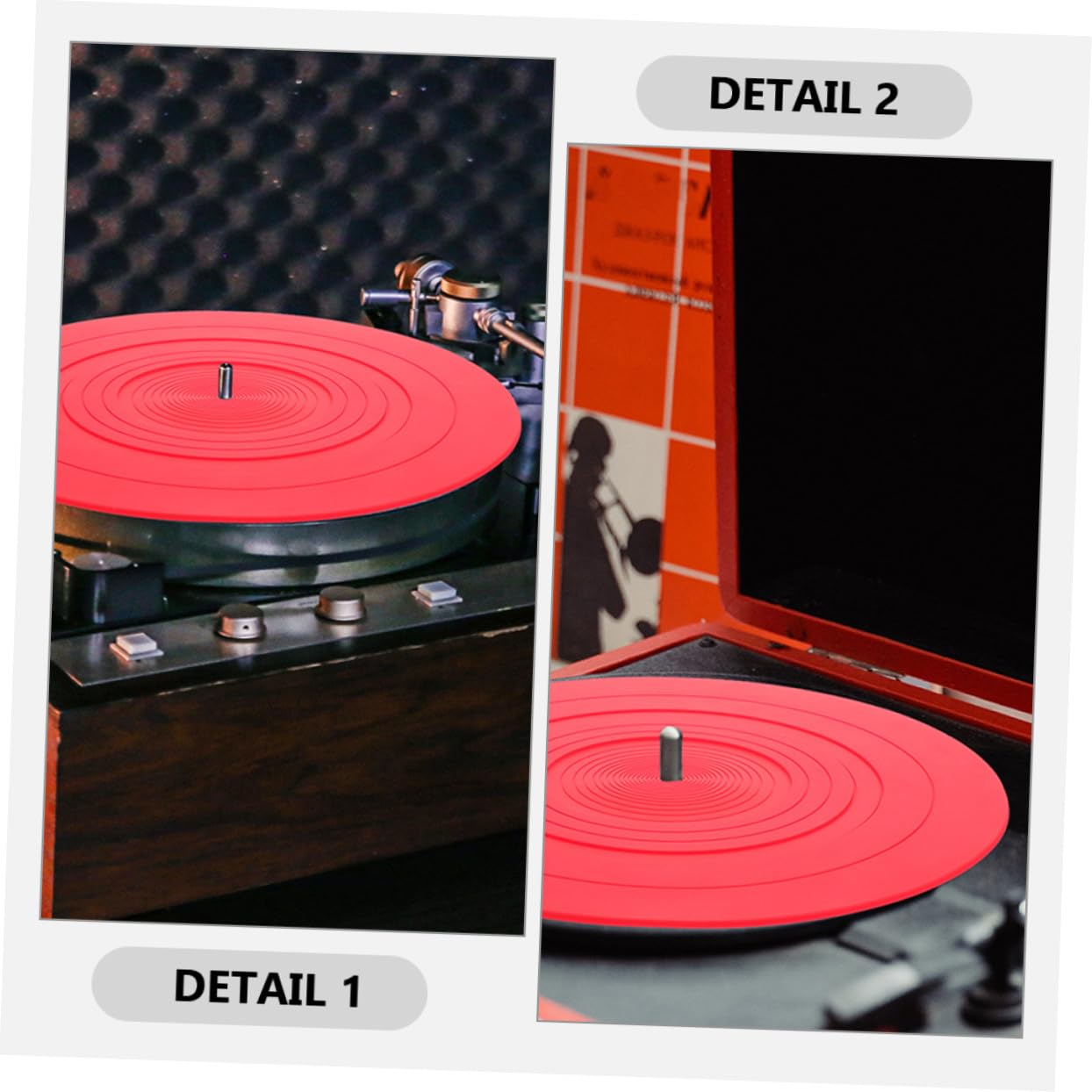 2 pezzi Tappetini Silicone Antistatici per Giradischi Protezione Vinile Rosso Accessori Sostitutivi per Dischi Antiscivolo e Facili da Usare
