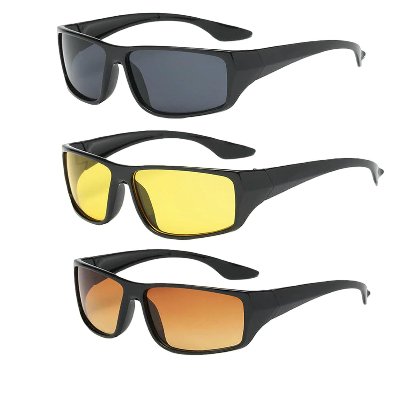 Occhiali da Sole per La Visione Notturna Classici Uomo con Lenti Gialle Antiriflesso Guida Donna Uv400-impostare A-Come Immagine