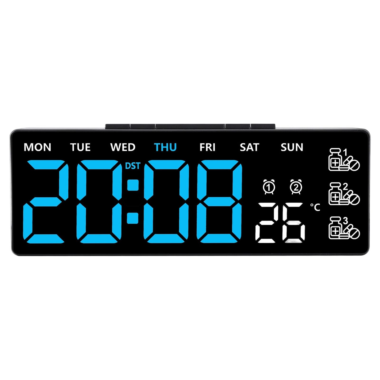 YWLUUOO Digital Alarm Clock Bedroom Desk Clock with Day of Week Temperature Loud Alarm for Bedside Table LED Digitals Clocks LED Digital