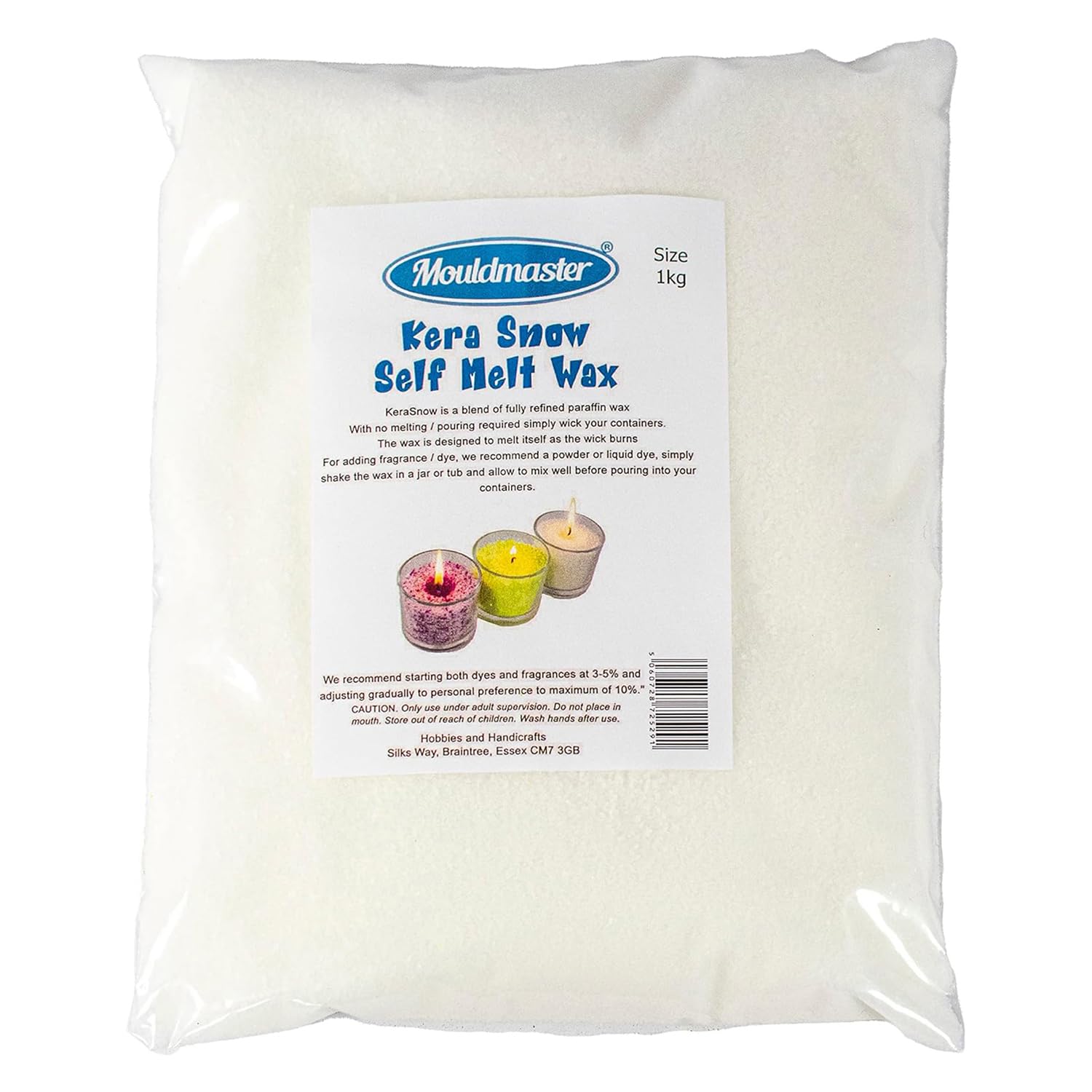 Mouldmaster White Kerasnow Candle Granules Self Melting Wax 1Kg,