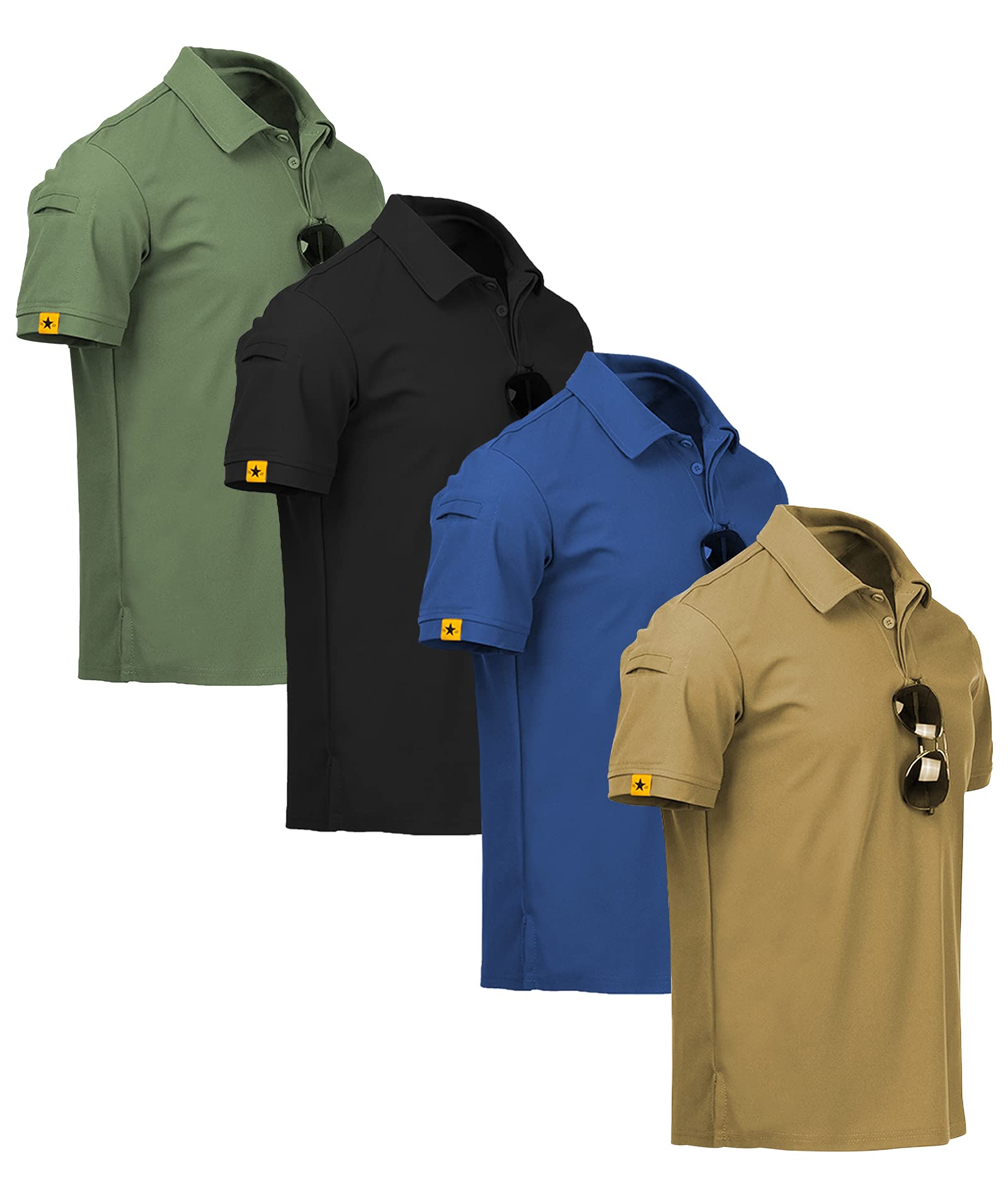 ZITY 4 Pack Mens Polo Shirt Short Sleeve Sports Golf Tennis T-Shirt Athletic Collared Tactical Shirts