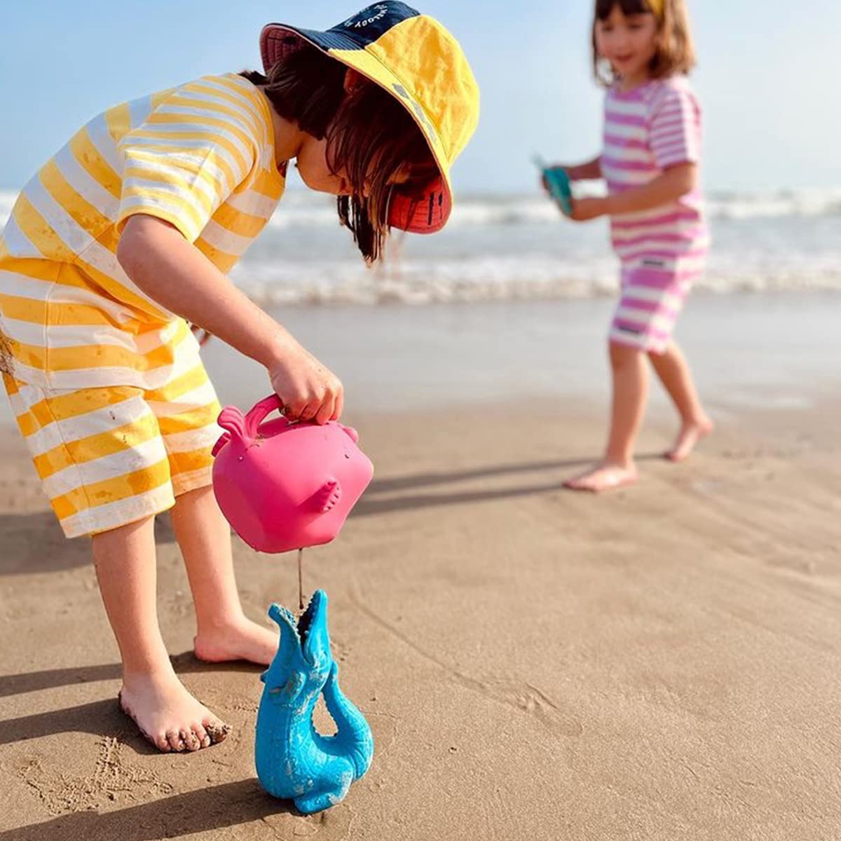 Scrunch Bath Set - Bath Toys For Baby, Toddler And Kids - Squashable Silicone Scoop And Crocodile Water Jug For Bathtime Fun, Water Table And Sensory Play