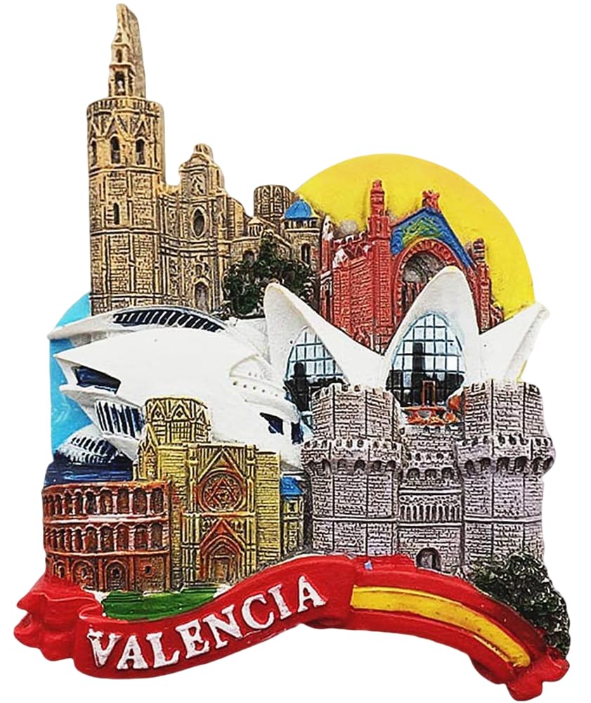Muyu Magnet Valencia Spain 3D Fridge Magnet Travel Souvenir Gift Collection Home & Kitchen Decoration Whiteboard Magnetic Sticker Valencia Refrigerator Magnet