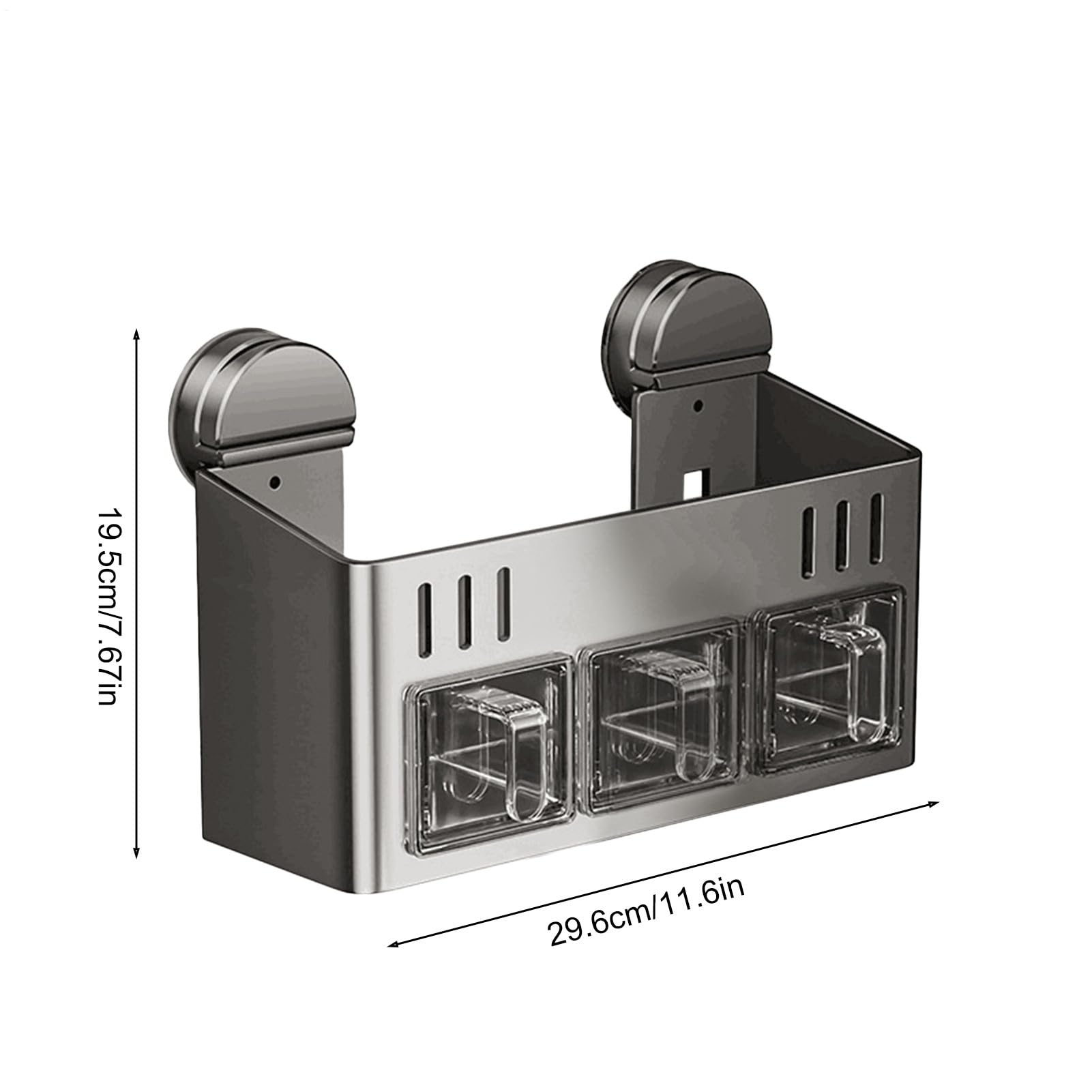 Generisch Soporte para especias | Soporte para especias impermeable, sistema de ventosa inoxidable de dos capas con caja de cierre para encimera, pared, cocina