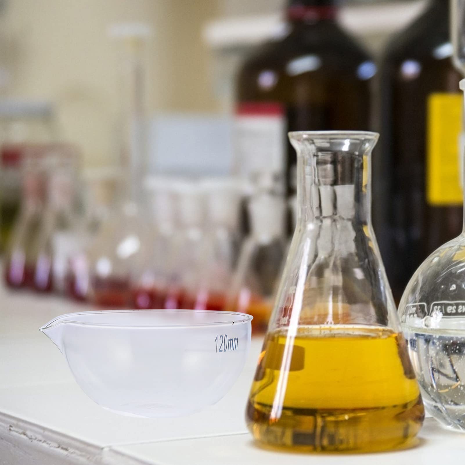 SOESFOUFU Glass Evaporation Dish Chemistry Lab Bowl Heat Resistant Round Bowl Plate Evaporation Dish With Spout