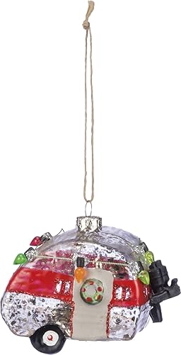 PBK Airstream - Remolque de estilo retro para colgar "árbol de Navidad" con luces, neumático y purpurina para decoración del hogar, amantes de