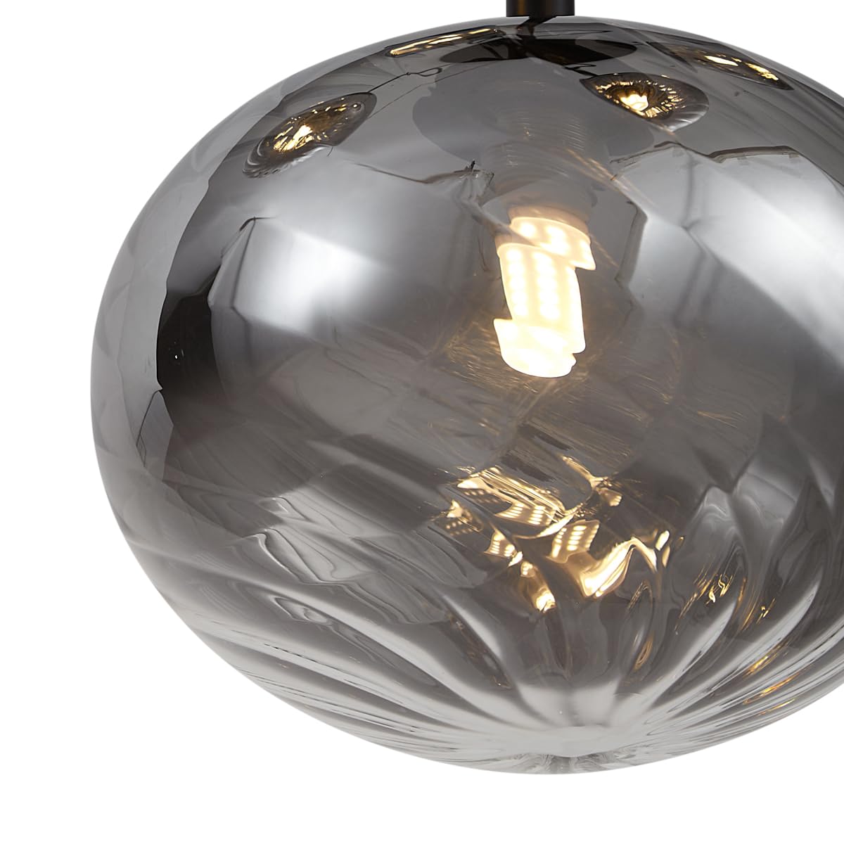 Qazqa Esstisch Modern Pendelleuchte, Pendellampe - Jia - Schwarz mit Rauchglas, Rund, 5-flammig, 58cm, Ideal als Esszimmerlampe und