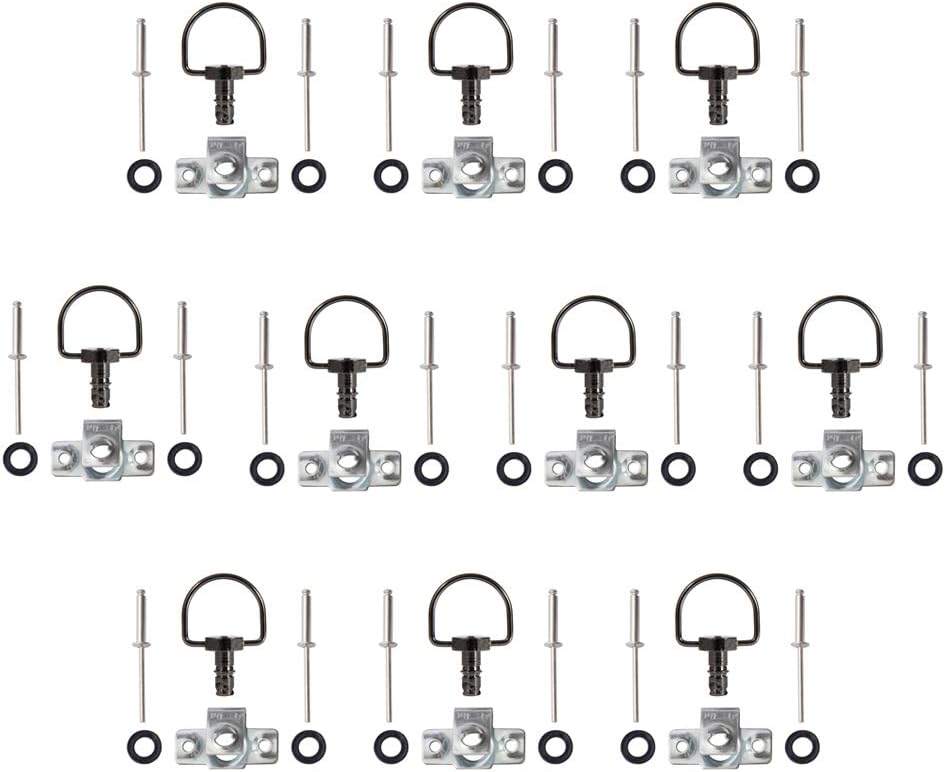 MOTO4U Motorcycle Race Fasteners Quick Release D-Ring 1/4 Turn Race Fairing Fasteners Rivet Type B 14mm (10 Pack) Chrome Black