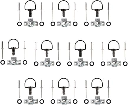 MOTO4U Motorcycle Race Fasteners Quick Release D-Ring 1/4 Turn Race Fairing Fasteners Rivet Type B 14mm 10 Pack Chrome Black