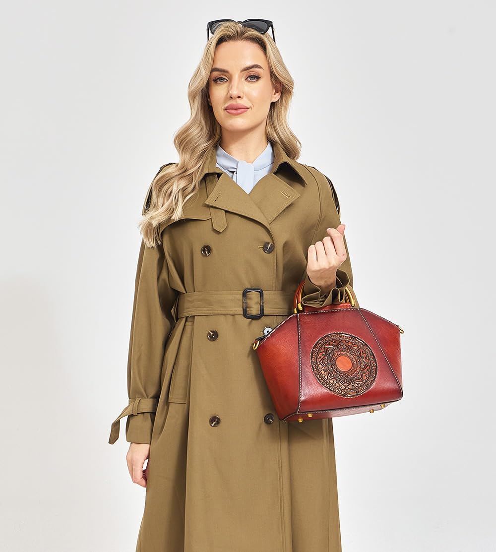 Leather Purses for Women Embossed Totem Women's Handbags Top Handle Satchel Retro Crossbody Bags for women - Image 4