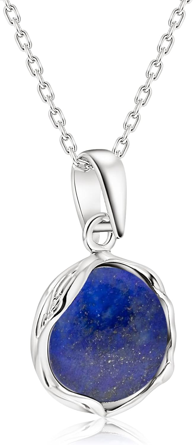 925 Sterling Silver Gemstone Necklace Women - Gemstone Pendant Necklace Silver- Birthstone Necklace - Silver Jewelry for Women- Minimalist Jewelry- Birthstone Necklaces