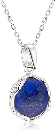 925 Sterling Silver Gemstone Necklace Women - Gemstone Pendant Necklace Silver- Birthstone Necklace - Silver Jewelry for Women- Minimalist Jewelry-