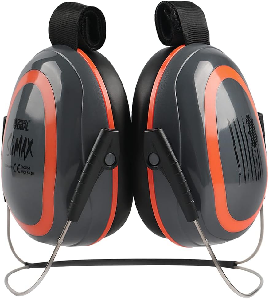 GREEN DEVIL Hearing Protection Ear Muffs SNR 27dB/NRR 22dB Noise Reduction Earmuff Head Band/Helmet Mounted/Behind The Head