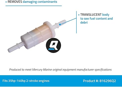 Quicksilver 816296Q2 Marine Engine Inline Fuel Filter with Barbs for 5/16 (8mm) Fuel Lines