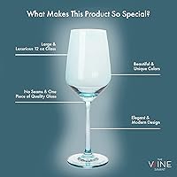 Vista 4 de The Wine Savant Haz tu propio juego de copas de vino individuales, vaso grande de color azul colorido de 12 onzas, estilo italiano alto para vino