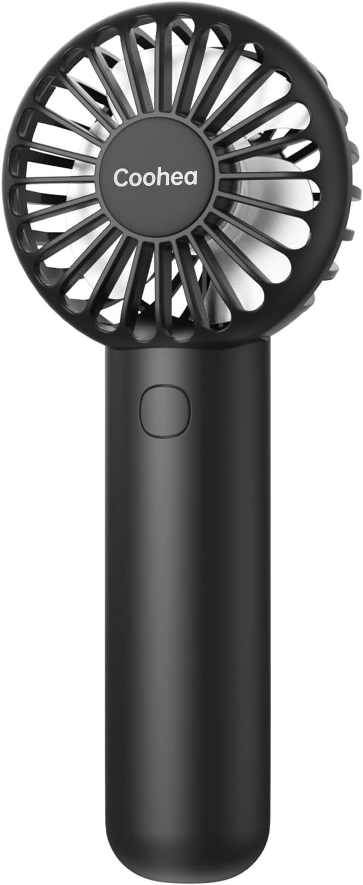 Coohea Mini Handheld Fan, Small Cute Design, 3 Powerful Speeds, USB Rechargeable Battery Operated, Personal Portable Fan with Base & Lanyard, for Eyelash Makeup Travel Beach Office Desk, Black