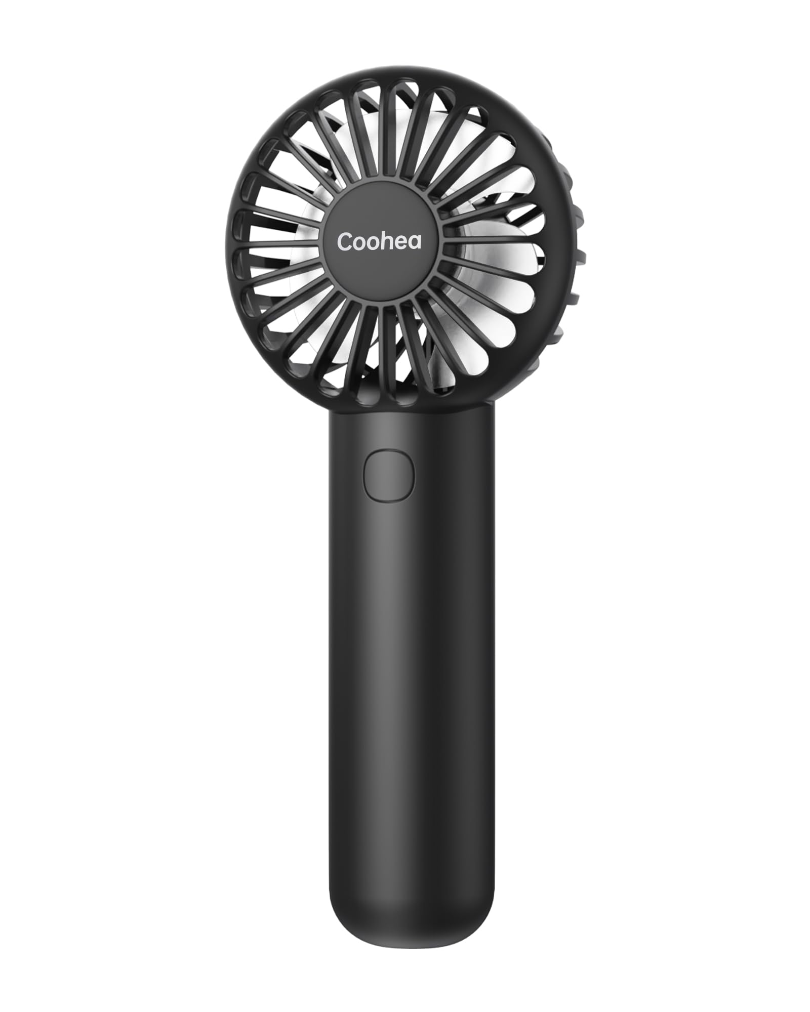 Mini Handheld Fan, Small Cute Design, 3 Powerful Speeds, USB Rechargeable Battery Operated, Personal Portable Fan with Base & Lanyard, for Eyelash Makeup Travel Beach Office Desk, Black