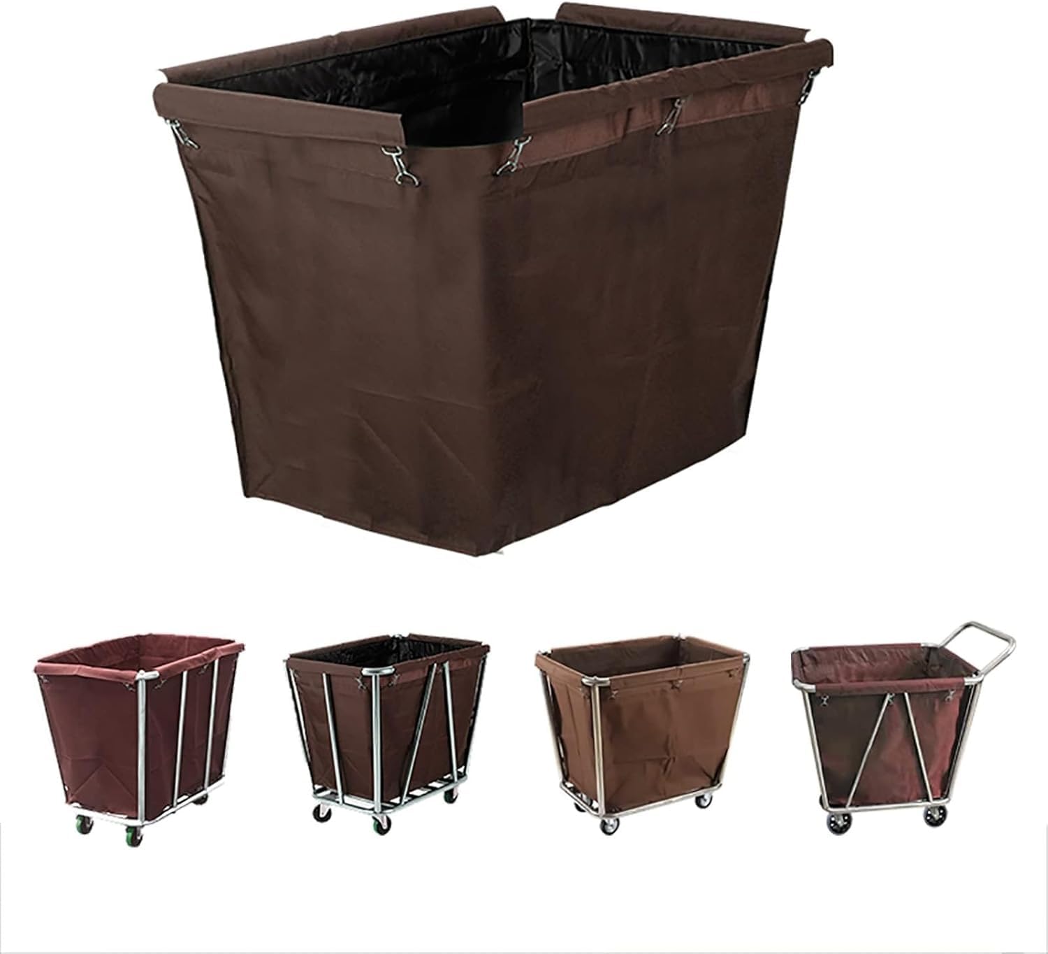 Replacement Liner Bag for Laundry Cart, Laundry basket Extra Large Replacement Basket Bags Commercial Cart Bag Oxford Cloth(Brown,Metal lock)