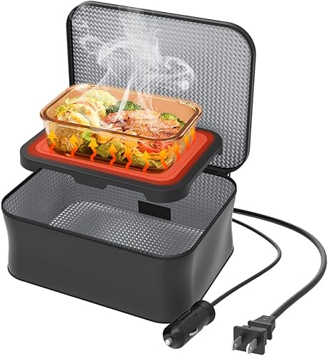 TN TONNY Calentador de alimentos portátil para horno de 12 V110 V, lonchera eléctrica con microondas personal, lonchera térmica portátil para