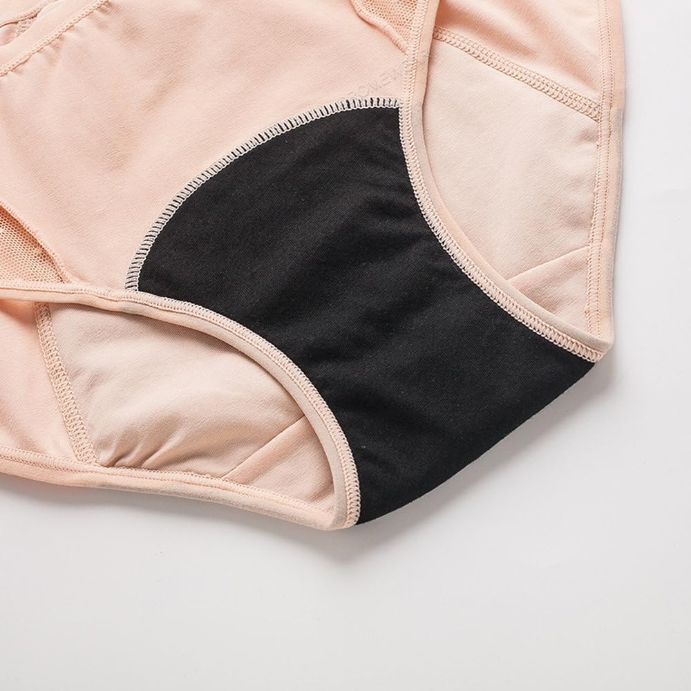 Paquete de 5 Bragas Menstruales Ropa Interior de Malla Sexy para Mujer Bragas Menstruales a Prueba de Fugas Bragas Posparto Calzoncillos Estilo Hipster Negro L