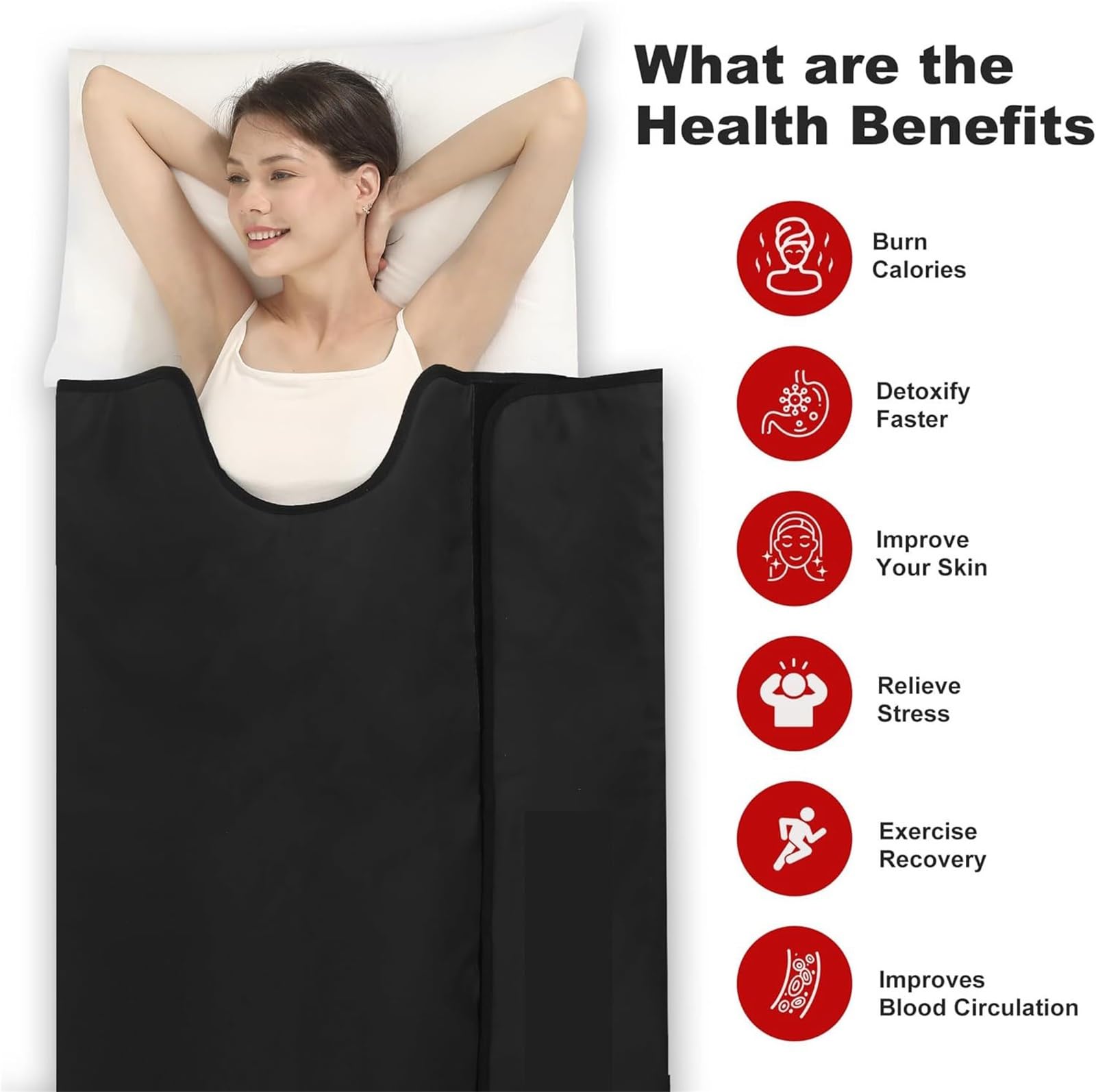 Manta de sauna de infrarrojos lejanos portátil, manta térmica for terapia de sauna, manta de sauna personal for interiores con control de temperatura de 80 a 176 ℉ con temporizador de 1 a 60 minutos f