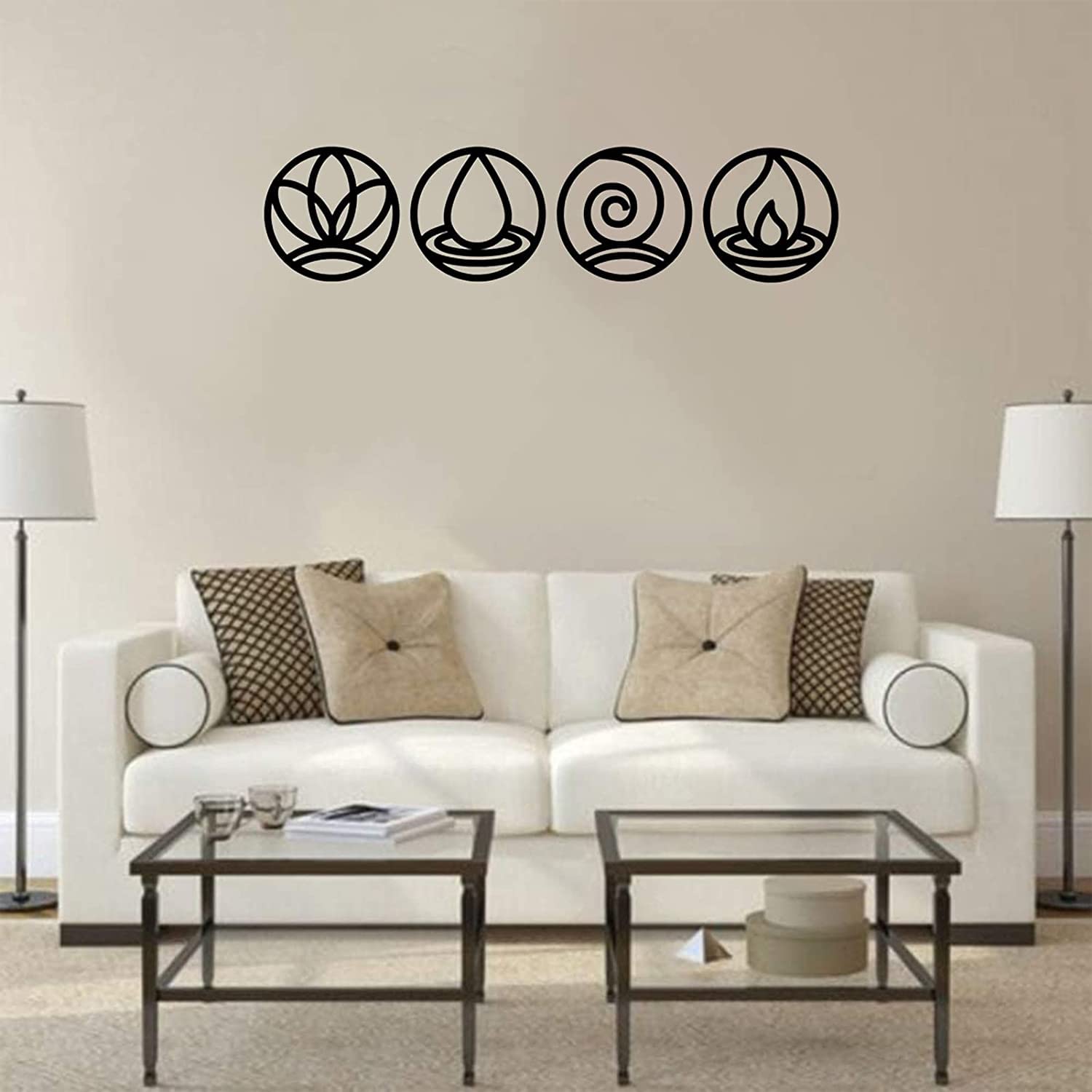 Wysokiej Jakości Metalowe Wall Art Dekoracji Cztery Elementy Metalowa Wall Decor Wystrój Domu Wnętrz Dekoracja Cztery Elementy Symbol Ściana Sztuka Ziemia Woda Wiatrowa Ogień
