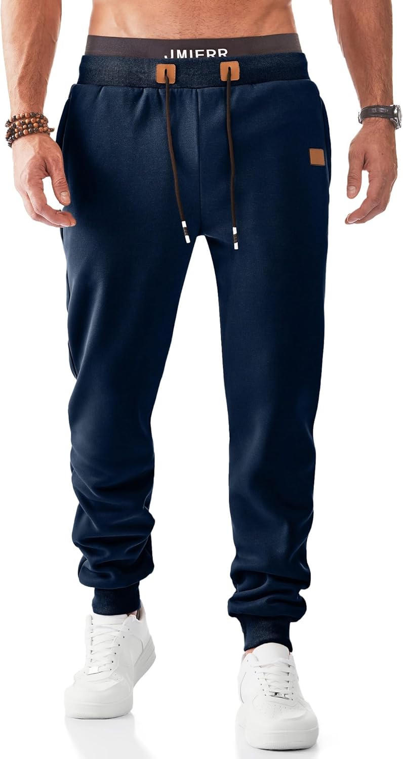 JMIERR Men’s Fleece Sweatpants with Zipper Pockets