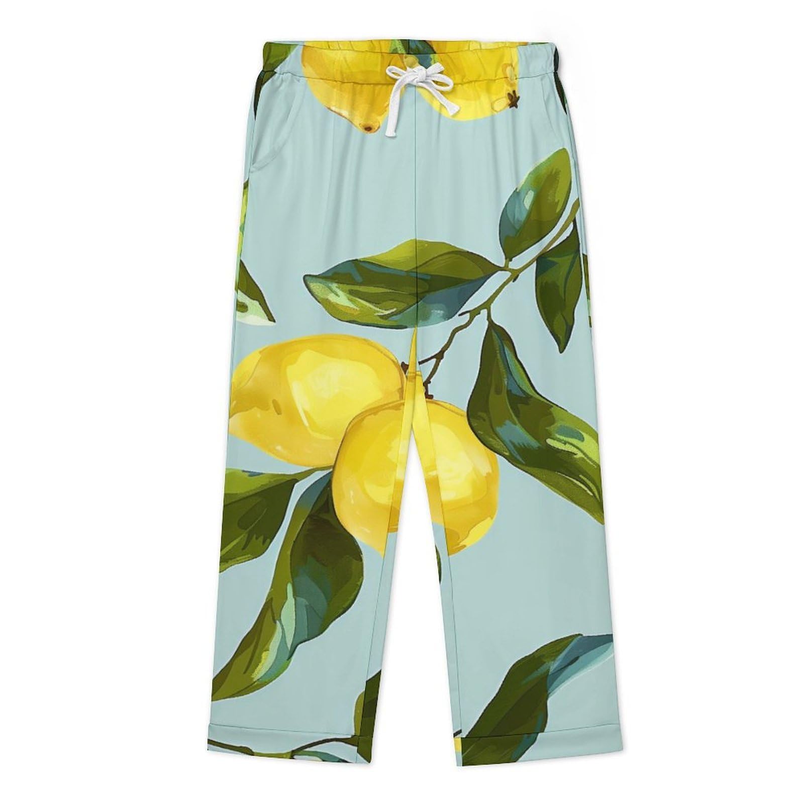 OLEETS Completo Pigiama da Uomo - Frutto di Limone Pigiama Invernale Completo con Top E Pantaloni 2 Pezzi Morbido E Confortevole Casual da Notte