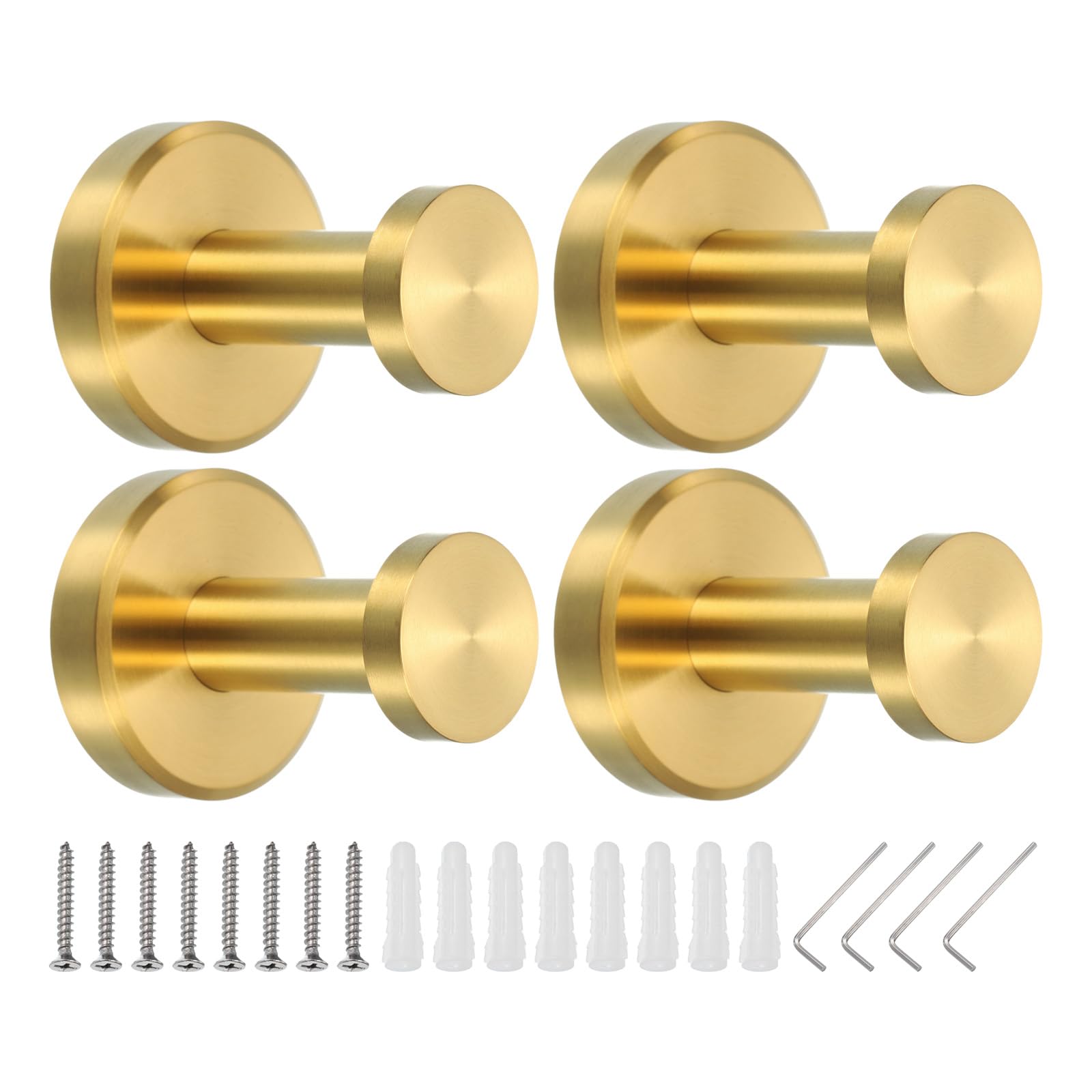 PATIKIL Towel Hooks for Hanging 4Pack 304 Stainless Steel Round Wall Mounted Hanger Holder, with Tools for Bathroom Bedroom