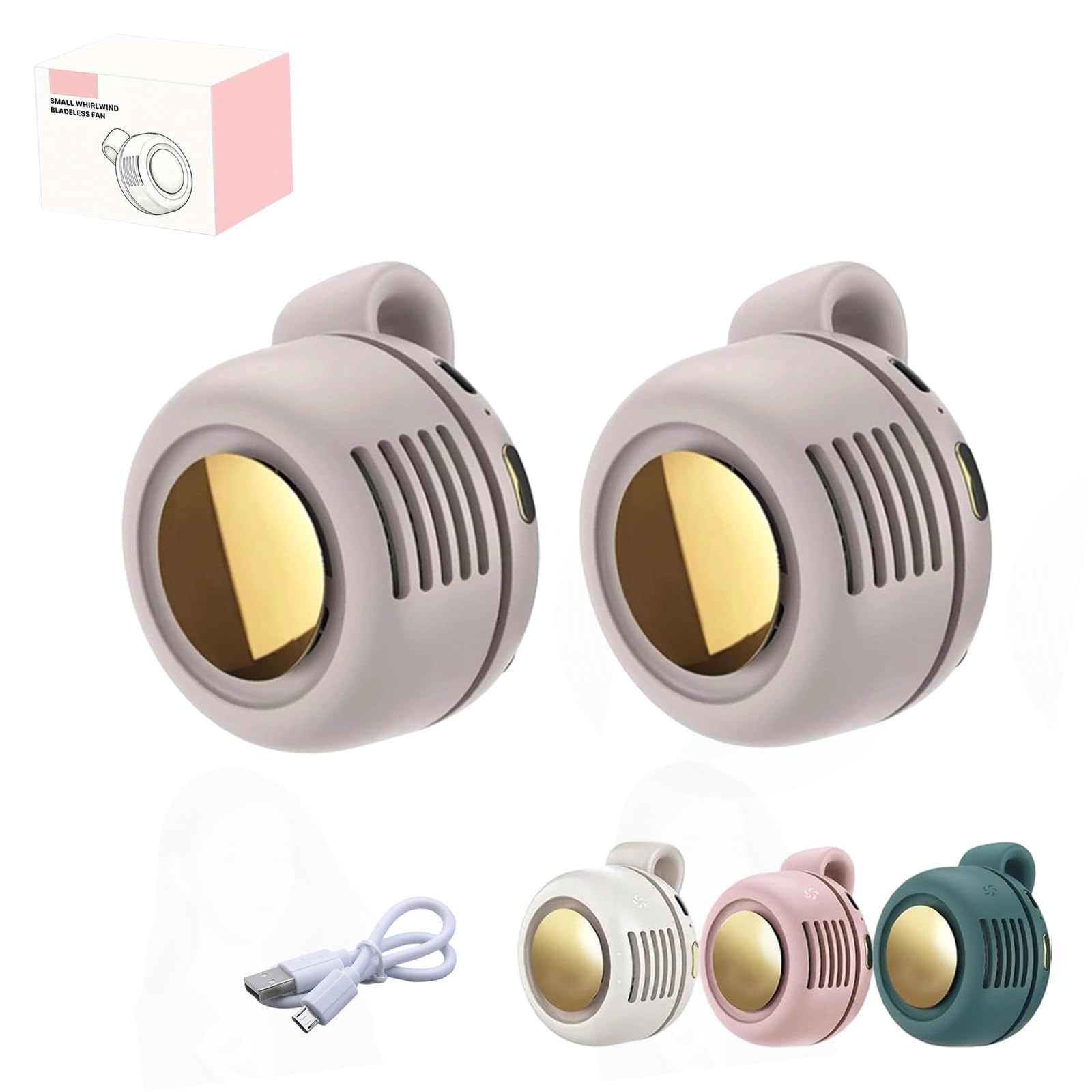 Mini ventilador portátil sin aspas con clip, mini ventiladores silenciosos de 3 velocidades, mini ventilador giratorio de 360° recargable por USB, ventilador de clip con USB-C, adecuado para