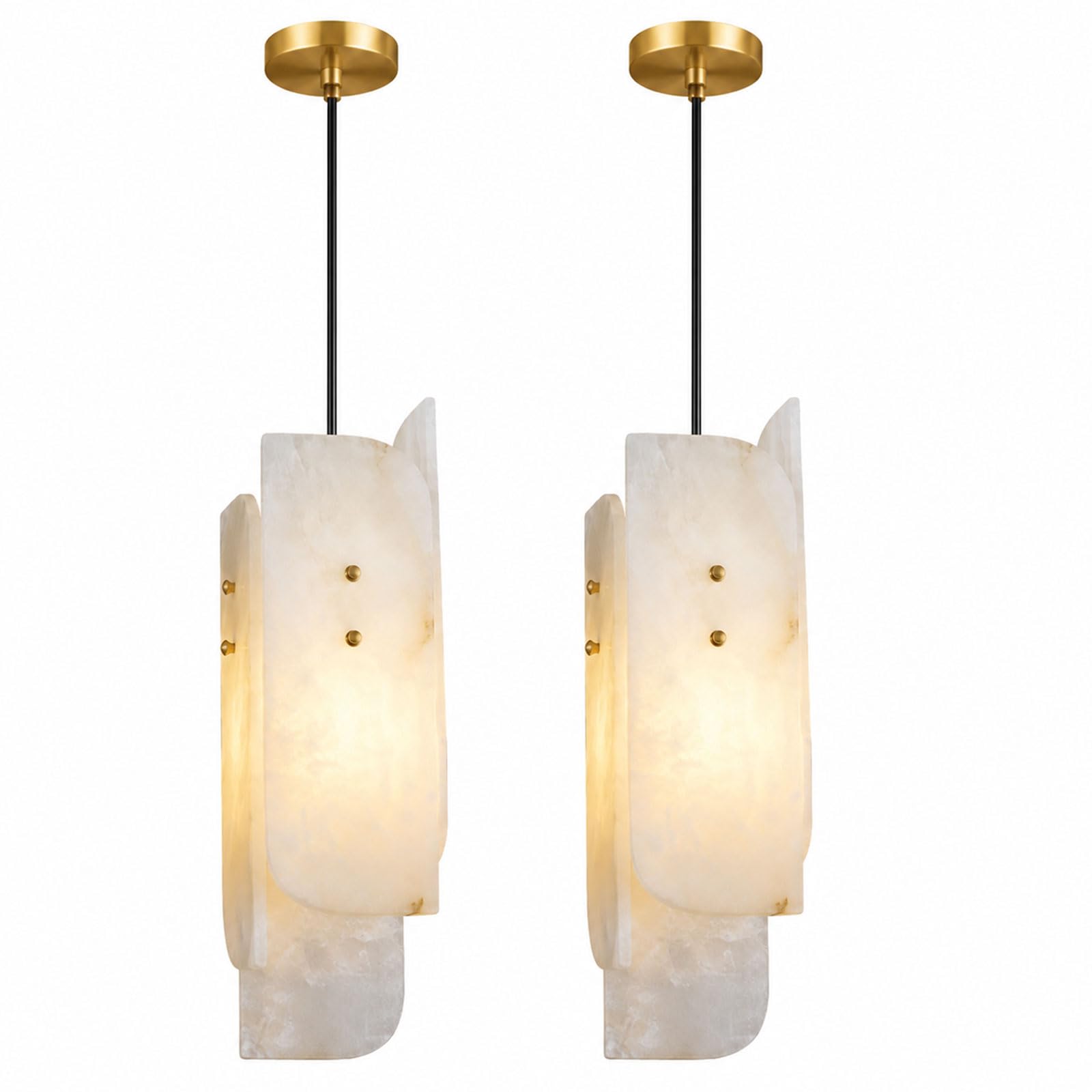 IOEDHW Alabaster Pendant Light Brass Natural Stone Hanging Pendant Lamp E27