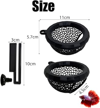 HOZOE Fish Tank Floating Betta Hide,Betta or Shrimp Burrows and Hammock, Fish and Shrimp Feeder,Multifunctional Aquarium Accessories,Anchorable Location (Black)