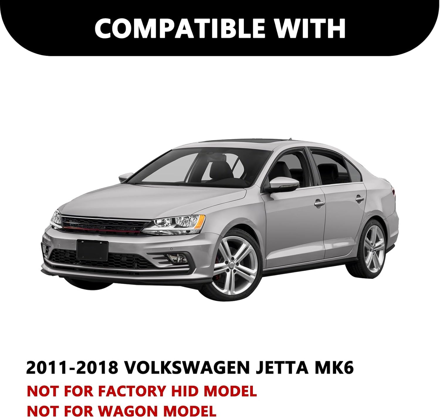 Aosky-Fit for 2011-2018 Volkswagen VW Jetta MK6 Headlights[Halogen Type] Pair Left Driver Side (Bulbs Included)