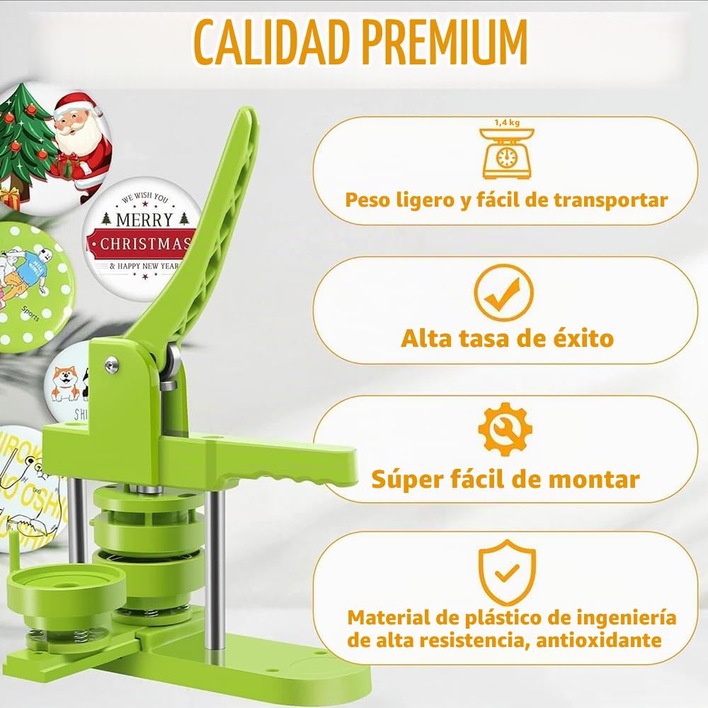 RATSTONE Maquina Hacer Chapas,Maquina Chapas,(58 mm/2.83 inch) Máquina Para Chapas De Hojalata,Con Consumibles 400pcs,Adecuada Para Estudiantes,Niños,Adultos,Regalos Diy,Fabricación De Pins(Verde)