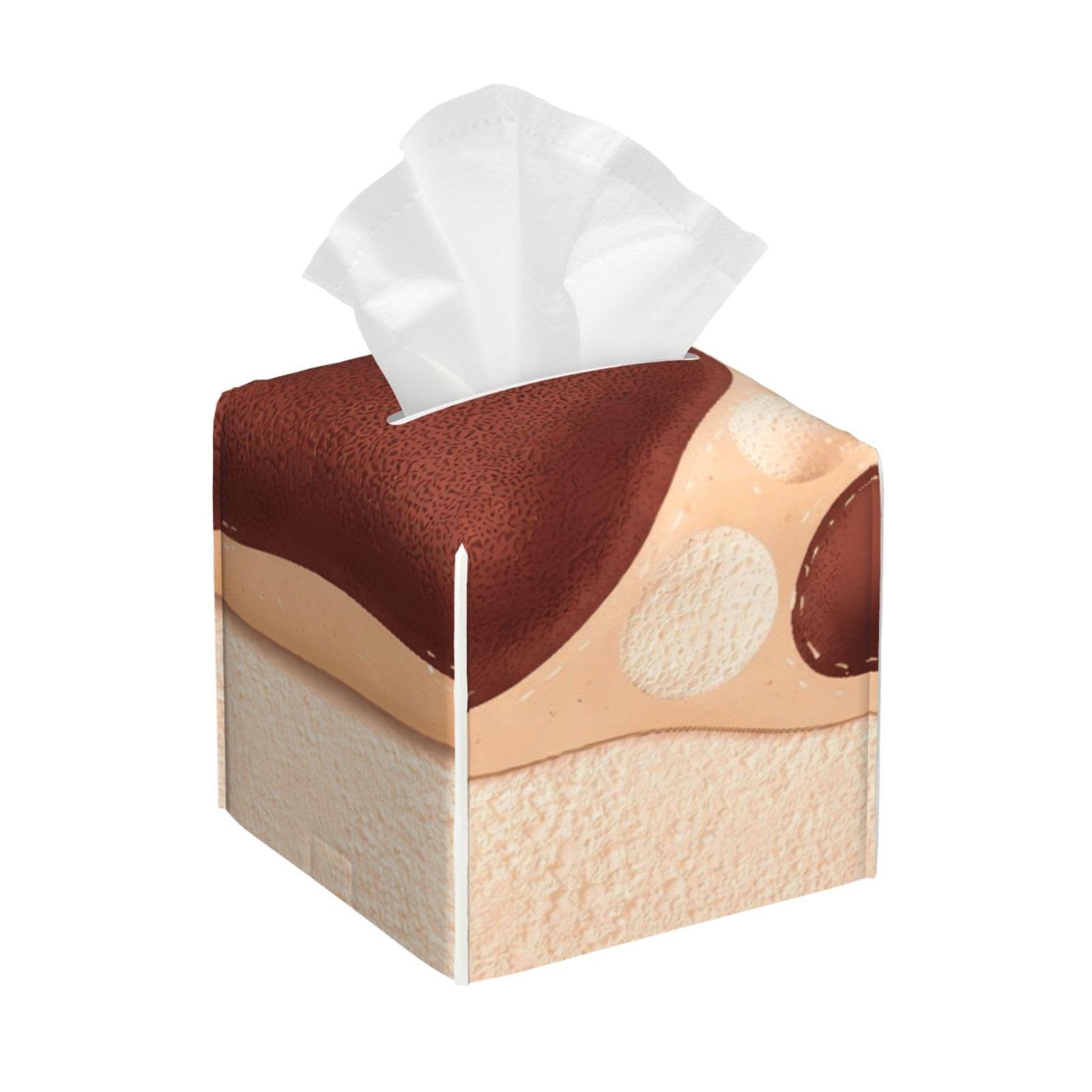 Dog Paw Print Leather Tissue Box Cover Holder Square Facial Paper Organizer 5.2" X 5.2" X 5.2"
