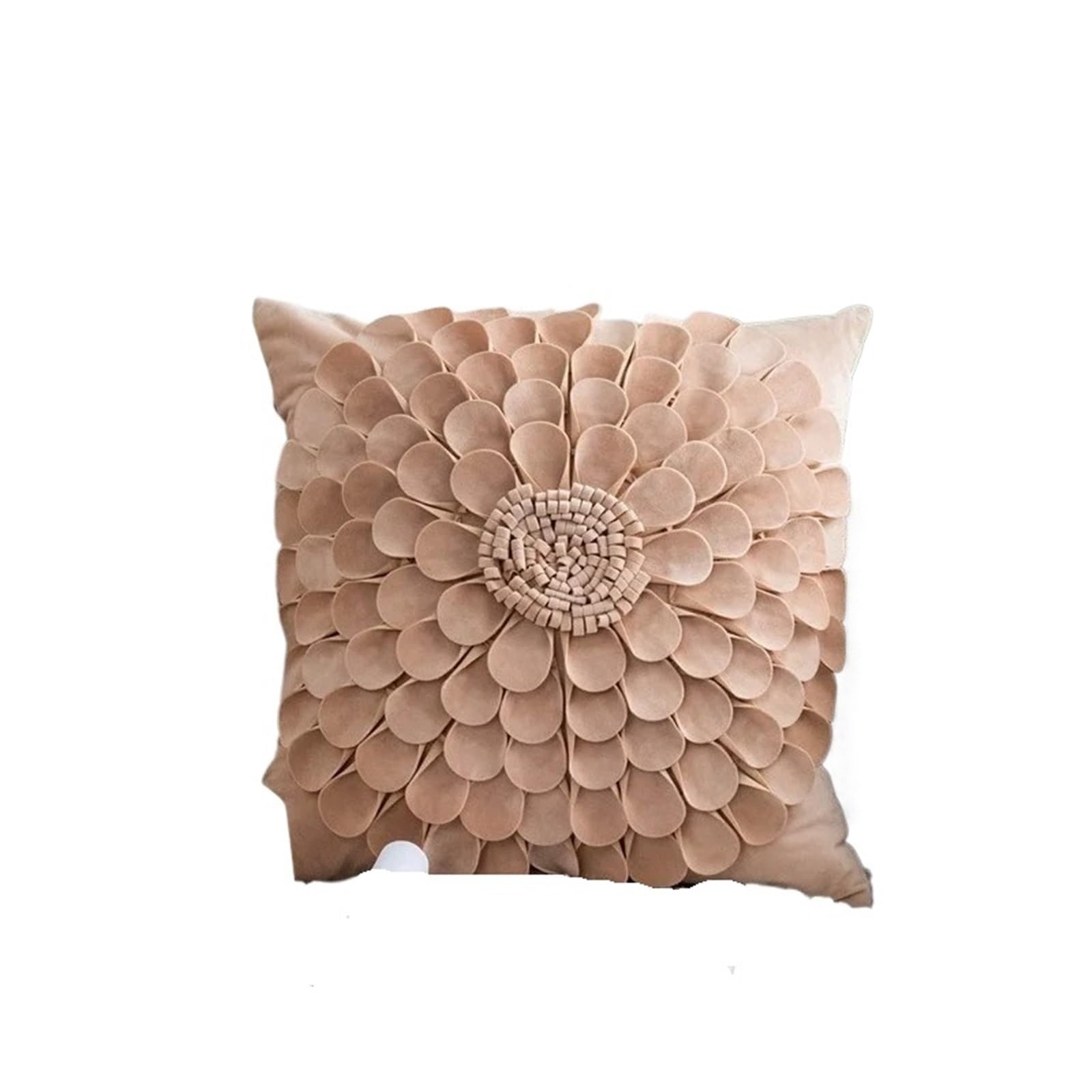 LCKKJHG 3D Flower Pillow Covers Handmade Velvet Petals Home Decor Yellow Beige Cushion Cover Sofa Pillowcase 45x45cm(M-45X45CM)