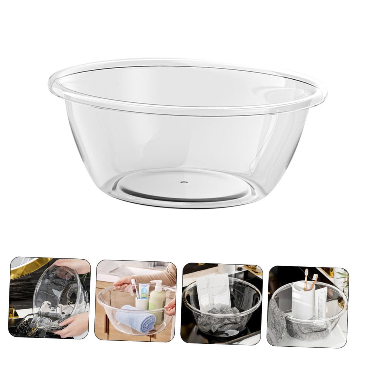 Vasque En Plastique Transparent Bassin De Lavage Nettoyant Pour Le Visage Bassine De Shampoing Seau De Lavage Lavabo De Salle De Bain Plat Bol De Légumes De Bébé Nettoyage
