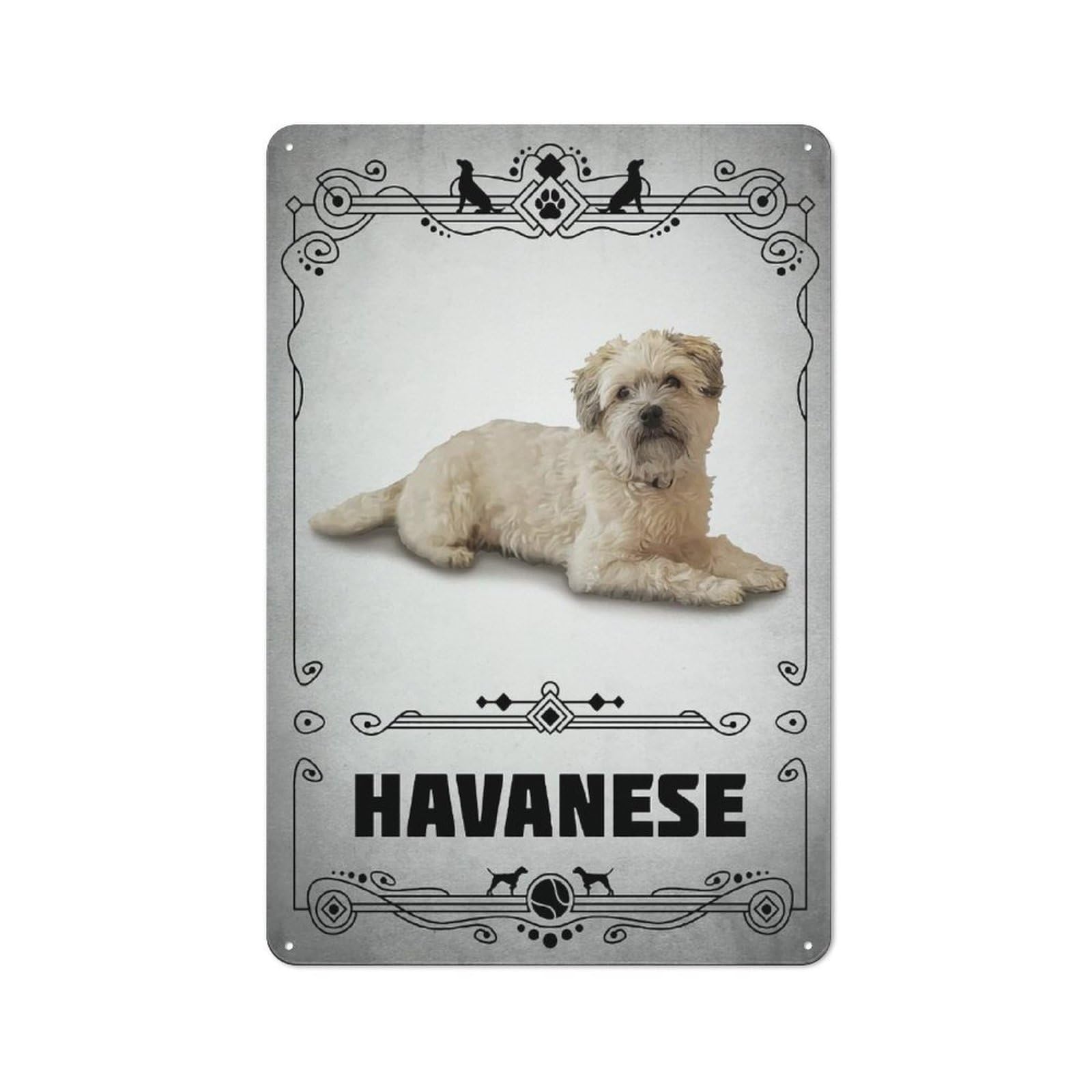 Junmoney Style Metal Wall Sign 30X20cm Featuring Havanese For Bar Or Restaurant, Gift For Bar Decor Enthusiasts During The Christmas Season