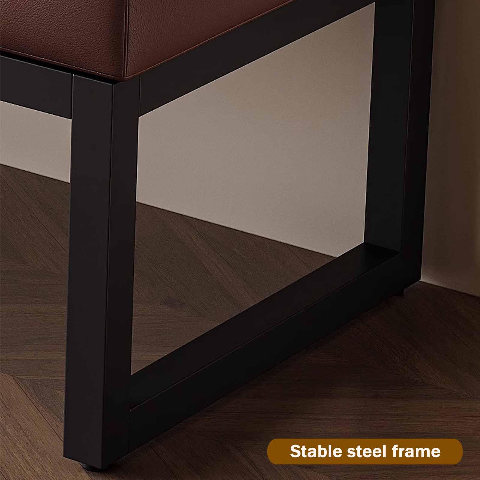 Banc d'entrée en Similicuir, Pouf de Bout de lit pour Chambre ou Salon avec Base en métal, Noir