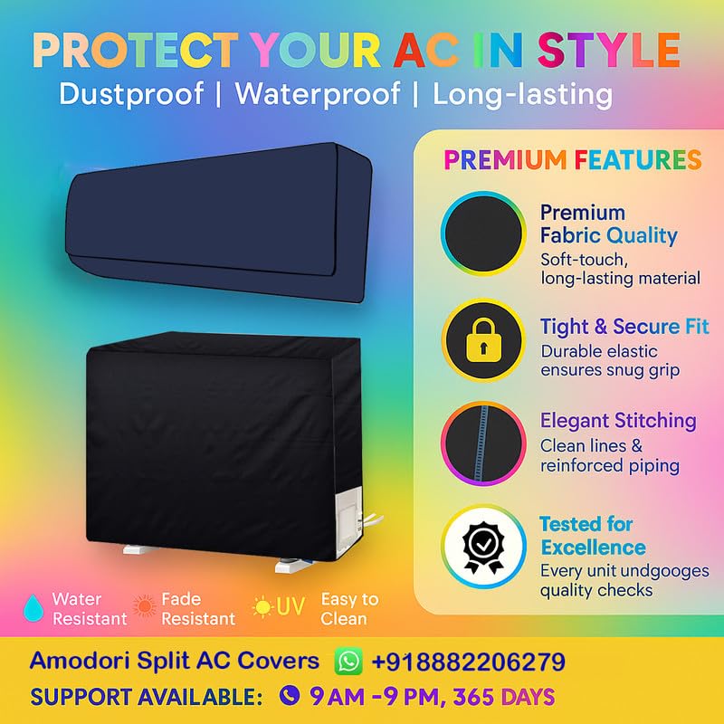 Image of Universal AC Outdoor Cover - Compatible with 1.5 & 2 Ton Split ACs, All-Season Protection (Solid Blue)