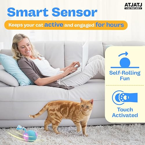 Miniatura 3 de Pelotas interactivas para gatos de interior, juguete inteligente automatizado para gatos con cola de malla elástica, juguete recargable de 3