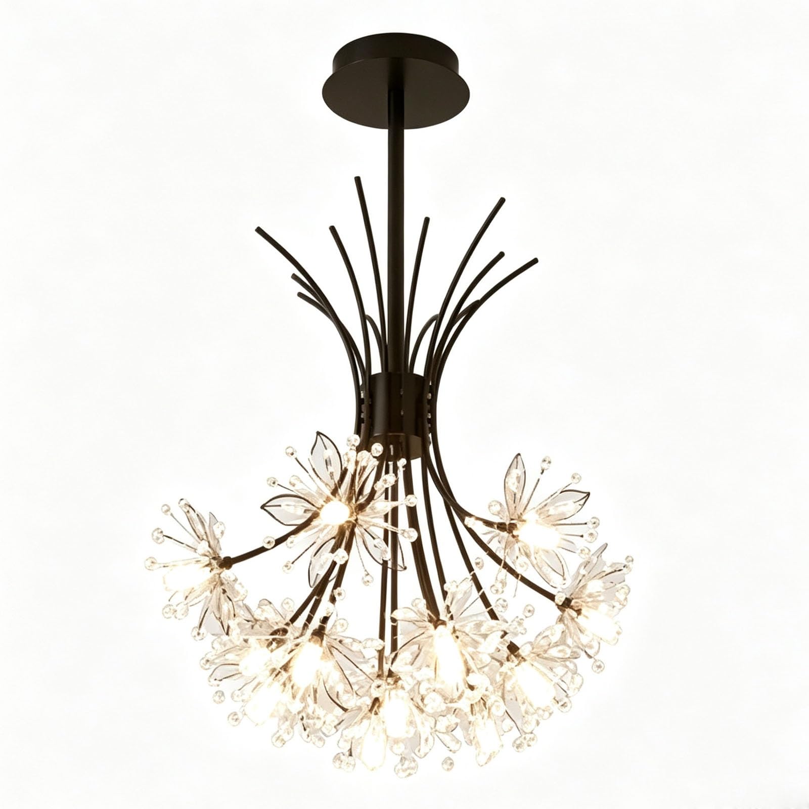 LUOYAOB Modern Crystal Chandelier Gold Flower Pendant Light Fixture