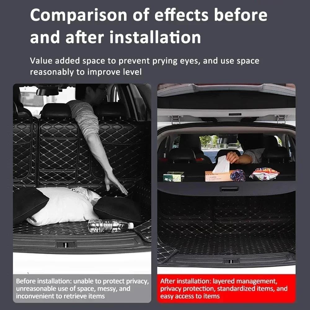 FUNFOB Frachtabdeckungen für Automobile Für HR-V Für HR V Für Vezel RV5 2022~2024 Heckkofferraum-Laderaumabdeckung Trennwand Sichtschutz Schattenvorhang Kofferraum Schutz Abdeckung(Kohlenstoff-Look)