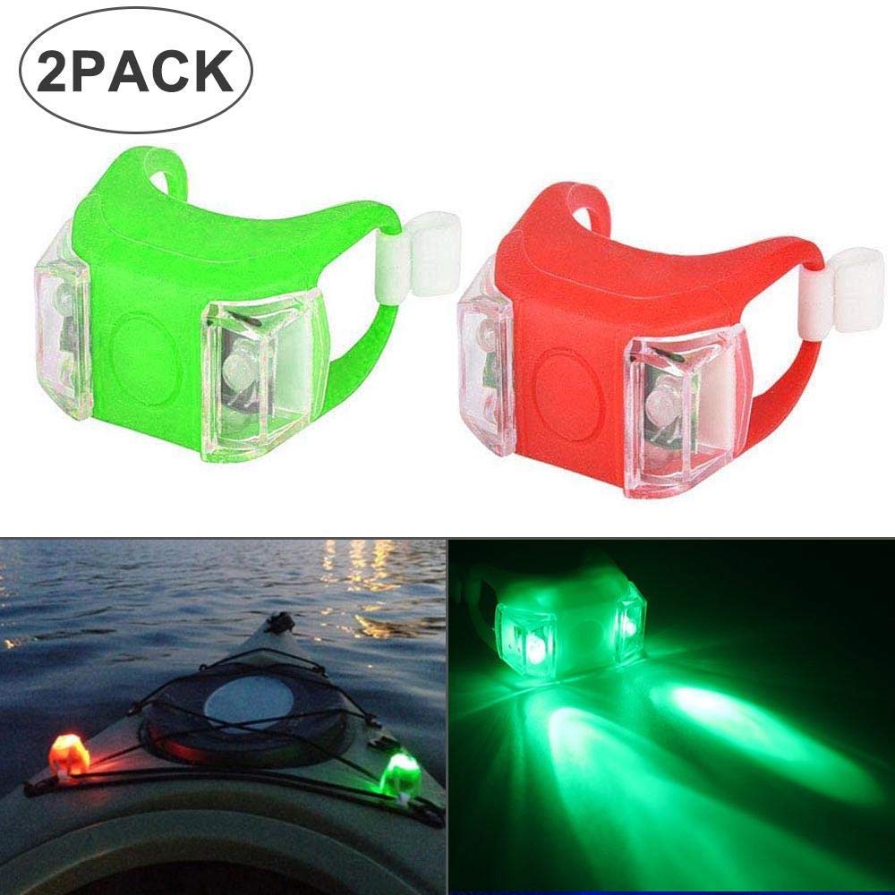 Womdee, 2 luci a LED per Navigazione Marina, luci di Sicurezza notturne con 3 modalità, luci di riserva a energia per Barca, Kayak, Fiocco, Bici, Animali Domestici, Batteria Inclusa, Verde e Rosso