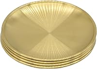 Vista 8 de 6 piezas de bandeja circular de 17 cm para baratijas, de acero inoxidable dorado, para bandejas de servicio, almacenamiento de toallas, plato de té