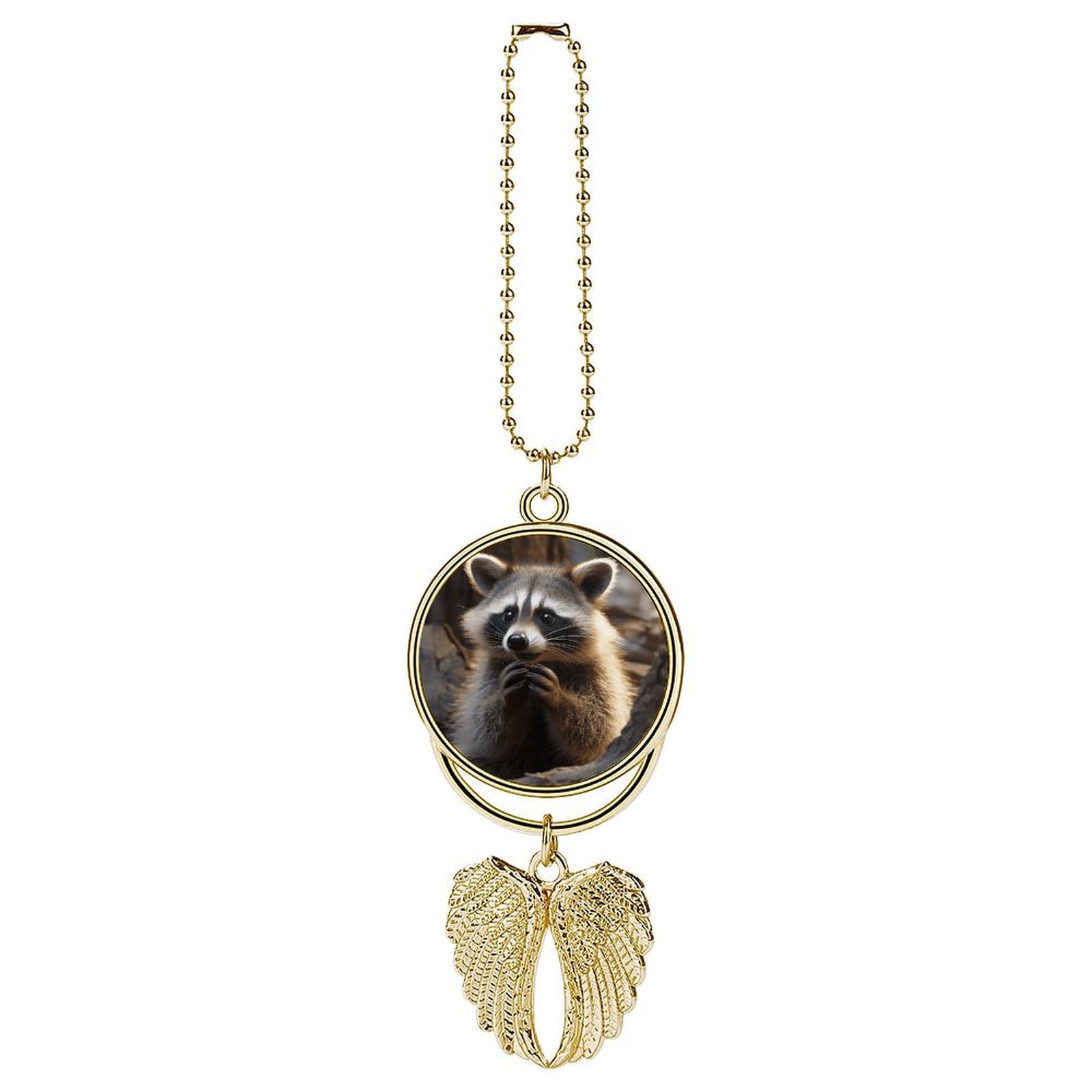 Cute Raccoon Car Pendant Personalized Car Hanging Ornament Auto Rear View Mirror Hanging Decoration Accessories Metal Cars Interior Ornament for Most Cars Truck SUV