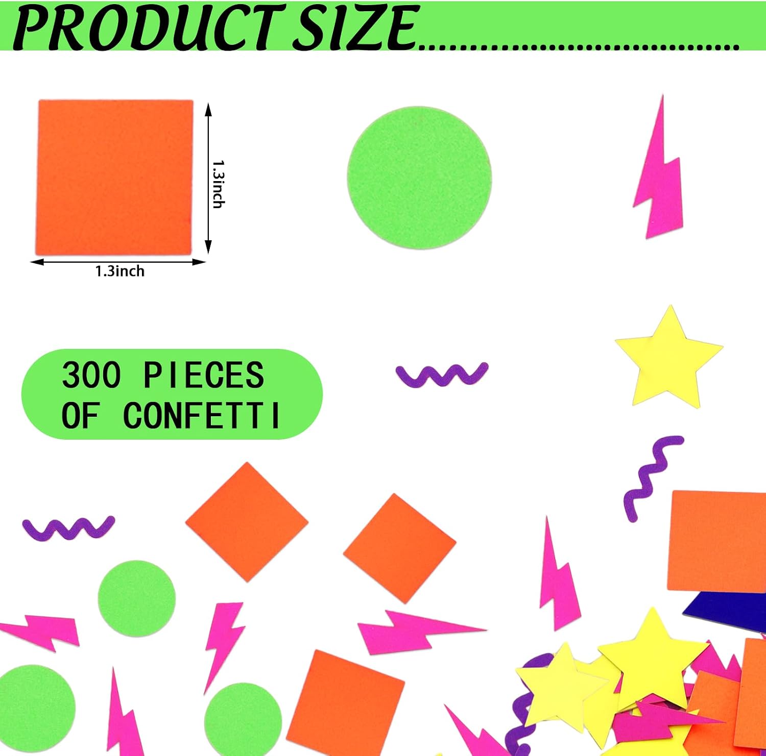 JarThenaAMCS 300Pcs 80s 90s Party Table Confetti Neon Colored Confetti Colorful Table Centerpiece for Bachelorette Birthday Party Decoration