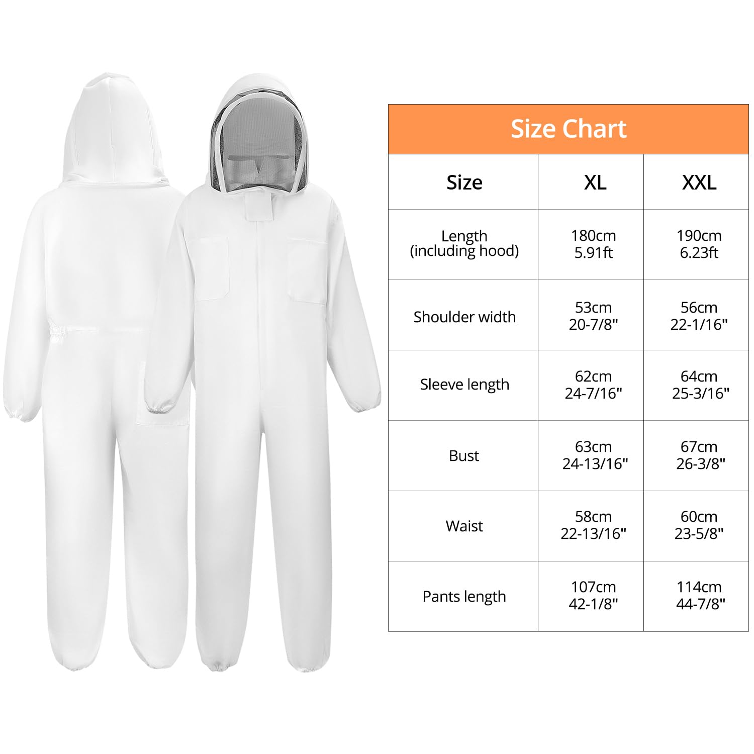 QWORK® XL Imkeranzug, Bienen Schutzkleidung, Imkerjacke mit Schleier, für Professionelle Bienenbisse Verhindern