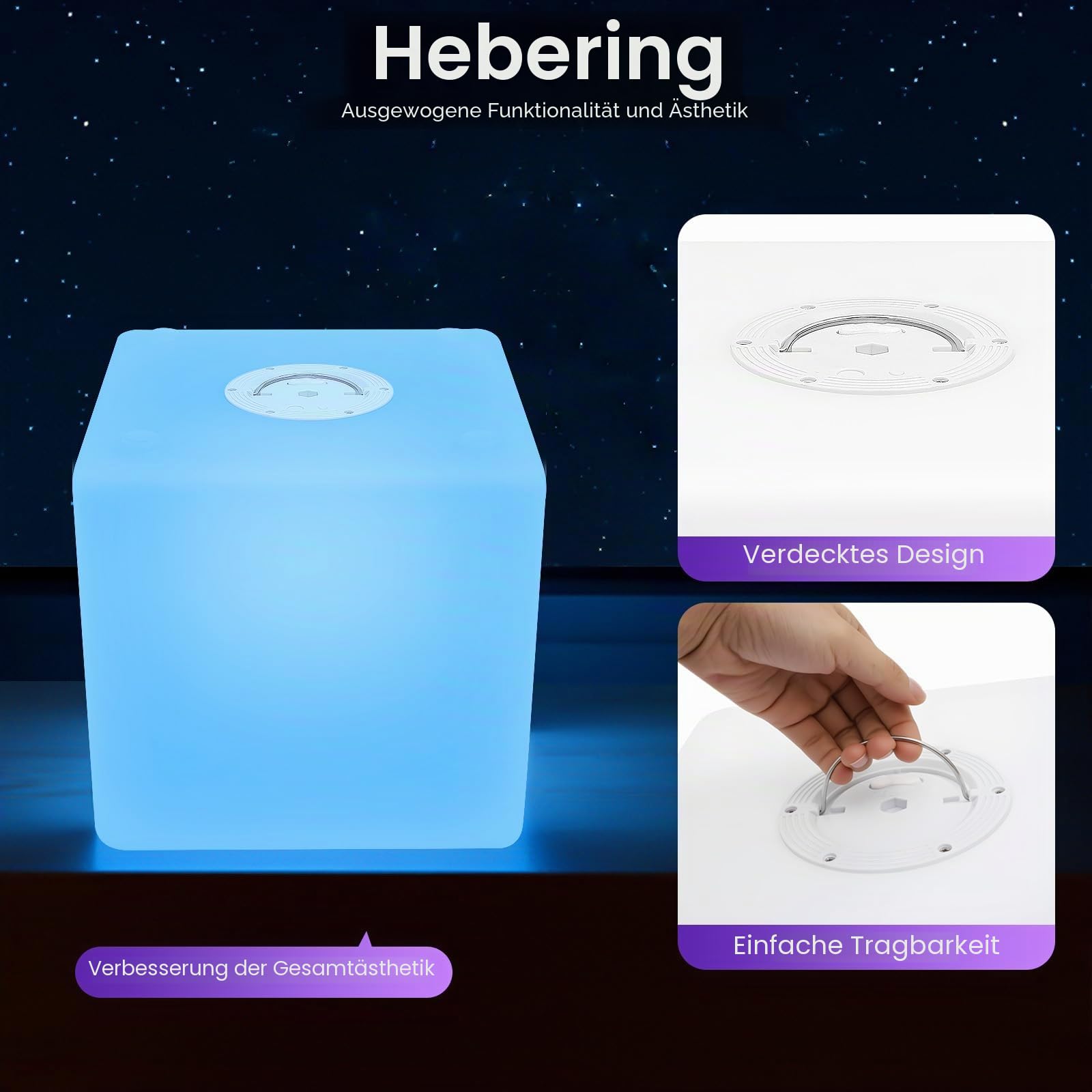 Hocker Leuchtwürfel, Sitzwürfel mit RGB LED Einstellbare Lichtfarben Stuhl Sitz, Leuchtwürfel Hocker, LED Würfel Erstklassiger Sitz, Wasserdicht Cube Outdoor