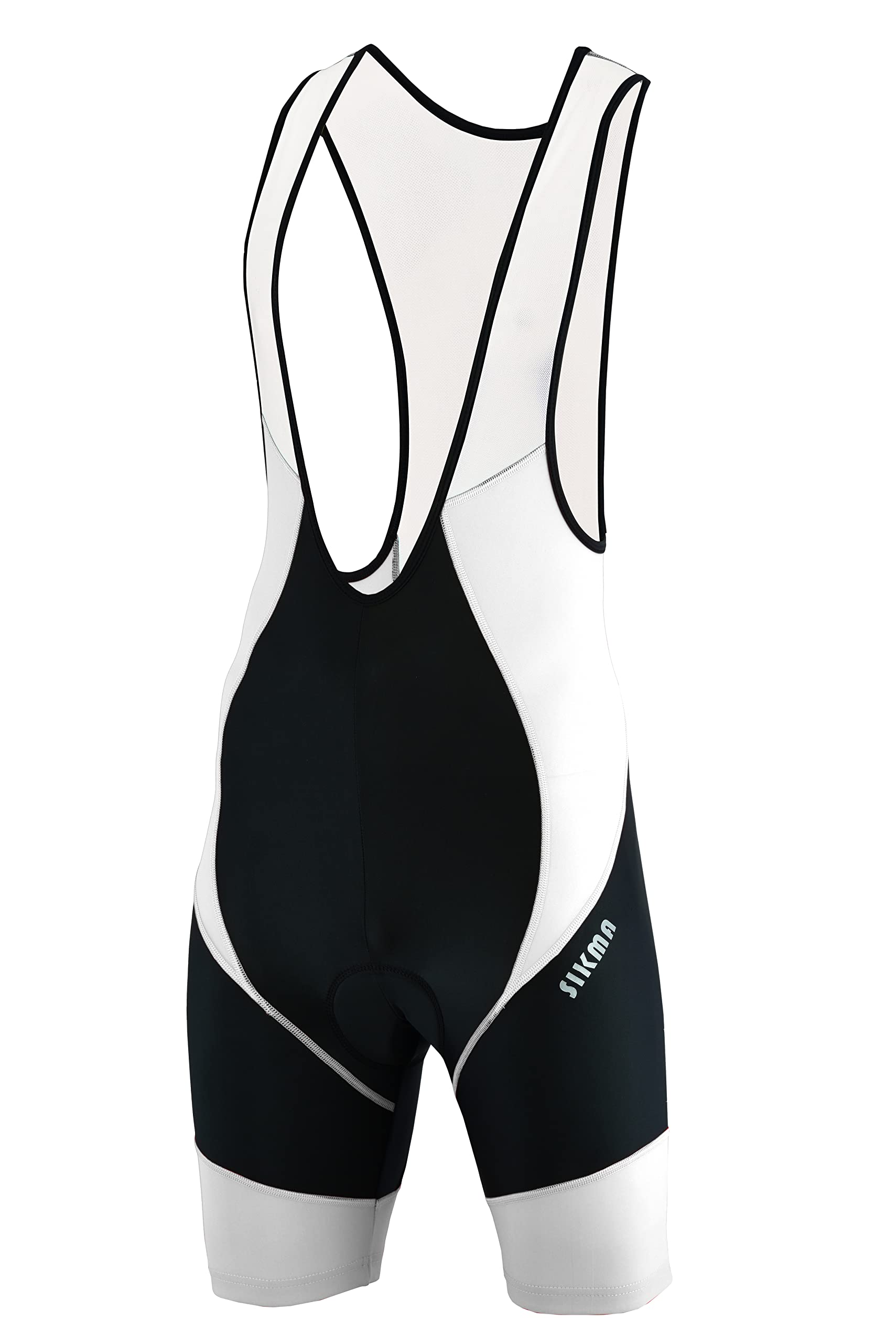 Sikma Mens Cycling Bib Shorts Anti Bac Coolmax Padded Bicycling Tight Shorts (Black/White, Medium)